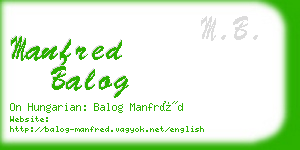 manfred balog business card